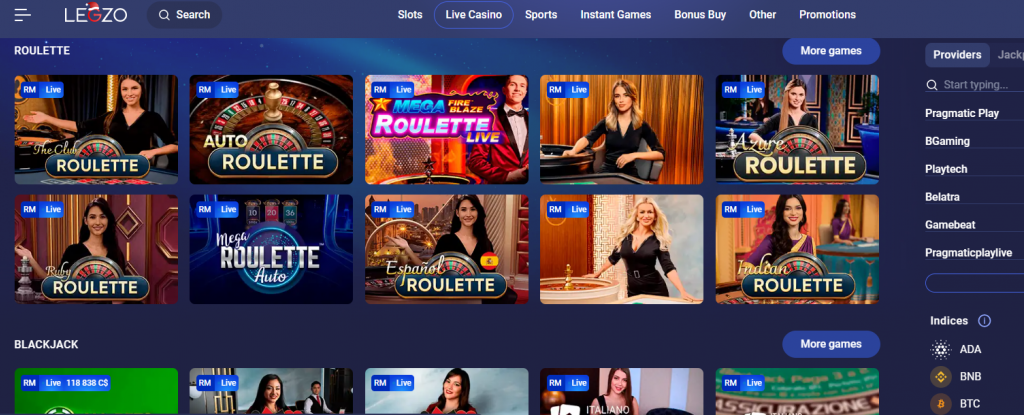 legzo casino, live casino